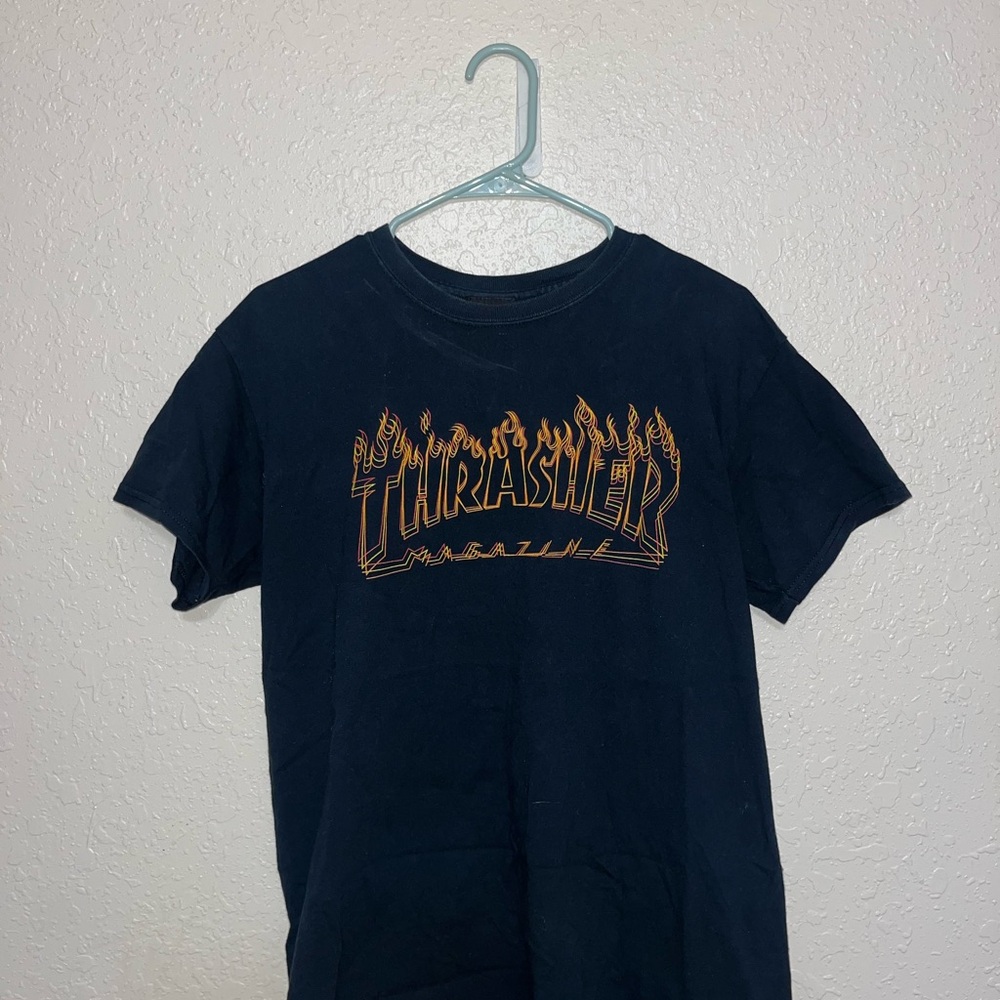 Thrasher Navy Tee with White Logo